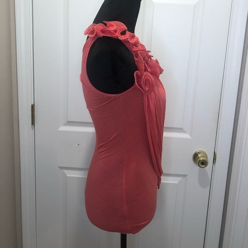 Body Central drape front one strap tank w/ crepe floral silver tip design - Picture 5 of 8